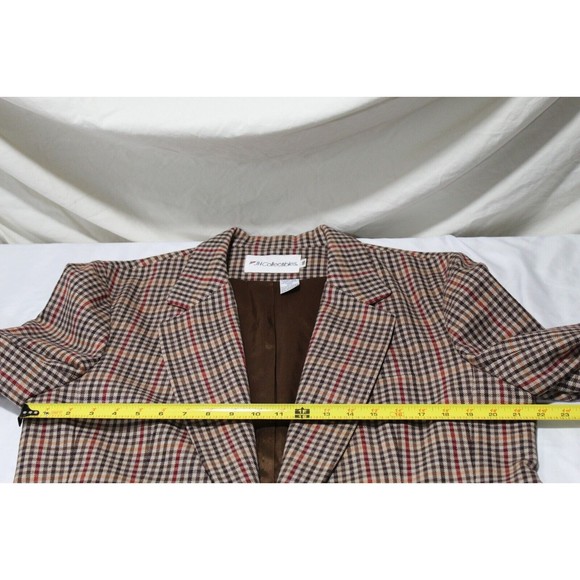JH Collectibles Vtg Women's 16 Blazer Brown/Red Check Pattern Pockets 100% Wool - Picture 15 of 16